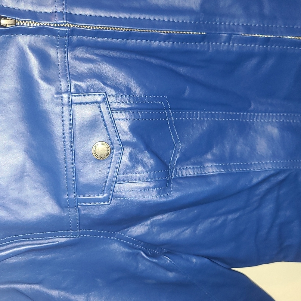 NEW Guillaume blue leather zip up jacket